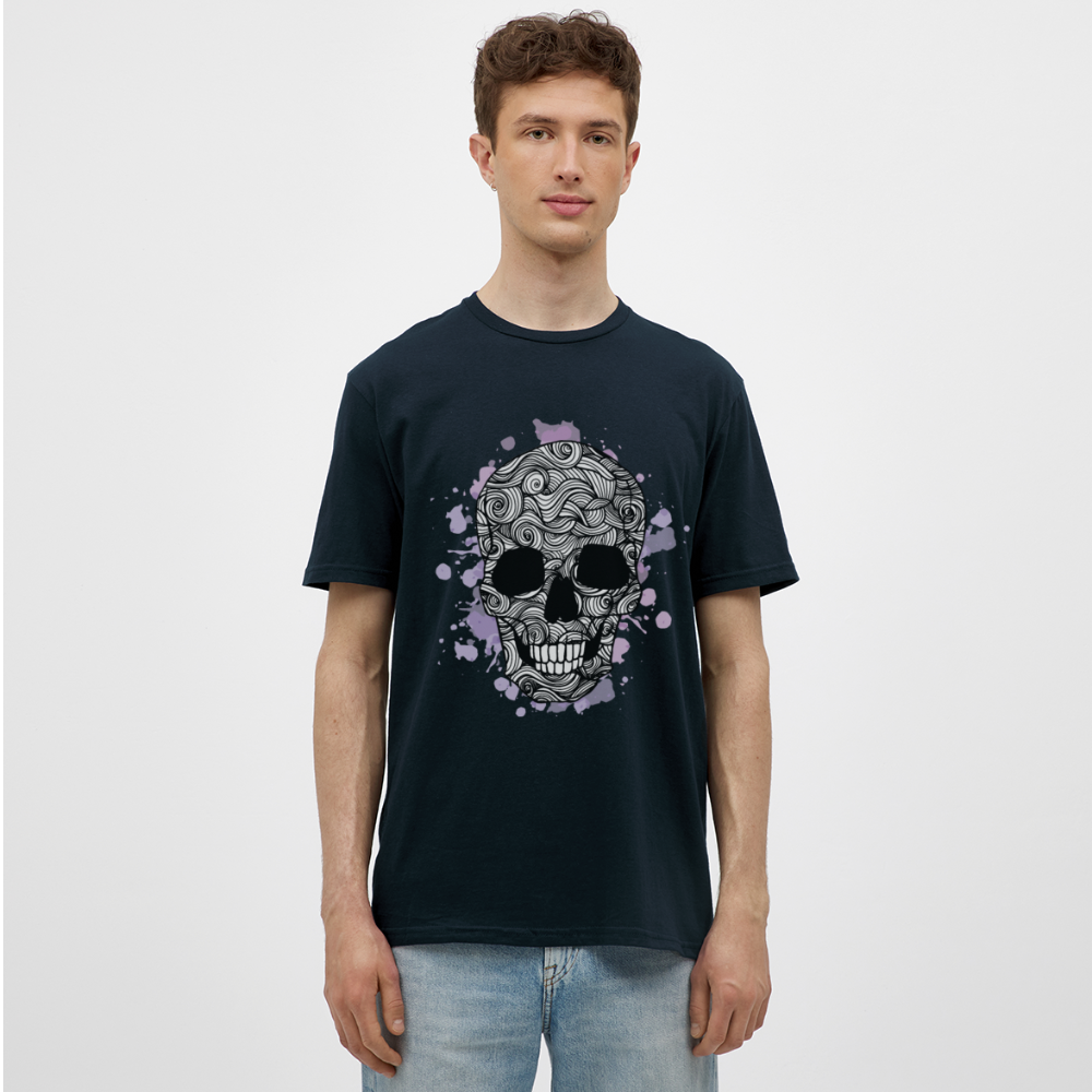 Dunkle Eleganz: Totenkopf- Herren T-Shirt für wahre Gothic-Fans - Navy