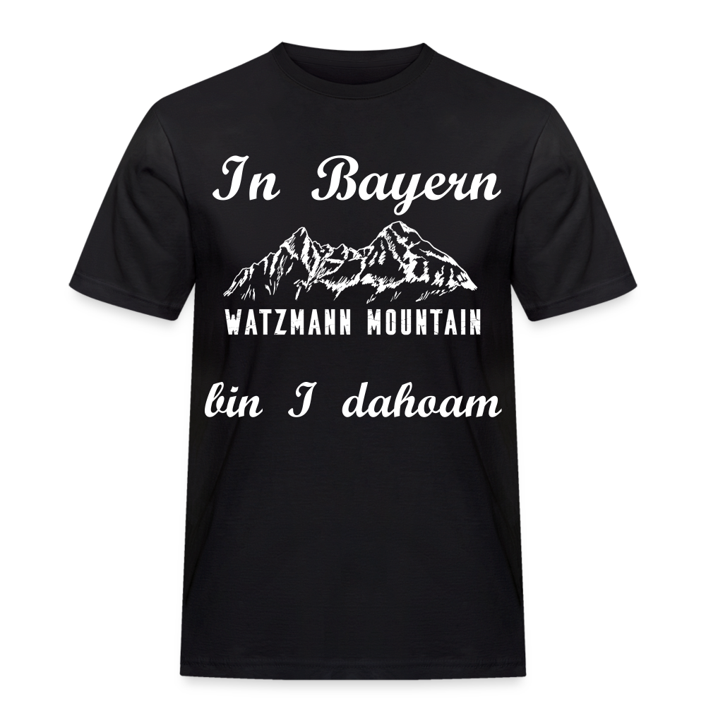 Herren - Männer Workwear T-Shirt bayrisch In Bayern bin I dahoam Watzmann Mountains - Schwarz