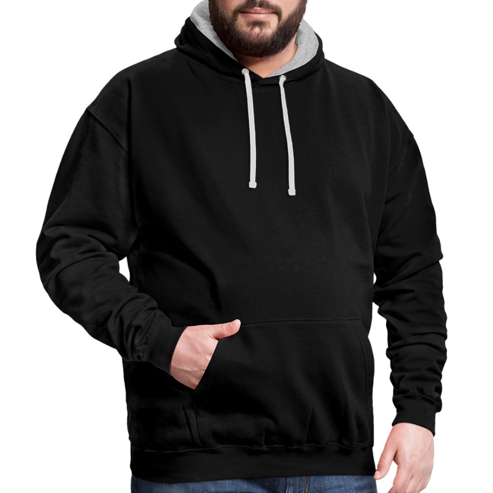 Rebellischer Herren Kontrast-Hoodie mit Totenkopf: Mach dich unverwechselbar - Schwarz/Grau meliert