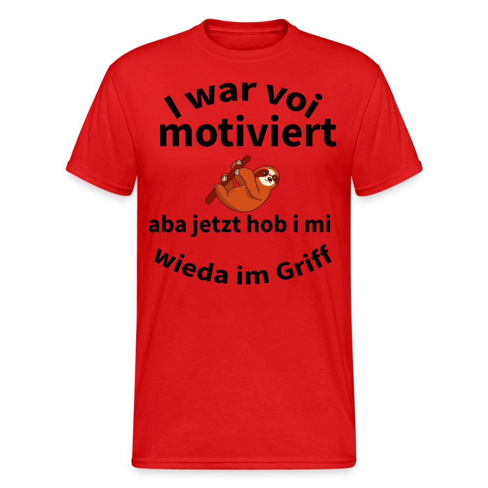 Herren - Männer Gildan Heavy T-Shirt bayrisch I war voi motiviert - Rot