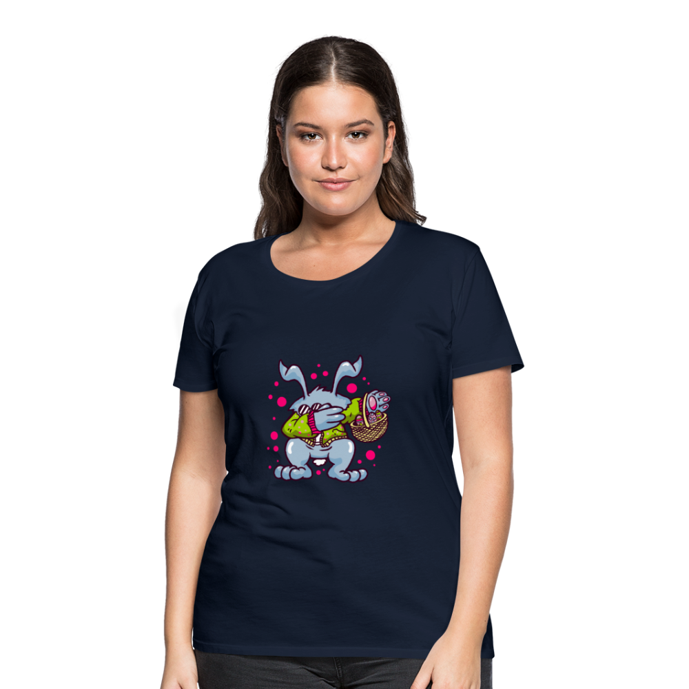 Hüpf in den Frühling: Unser süßes Damen Premium -T-Shirt mit Osterhasen-Motiv - Navy