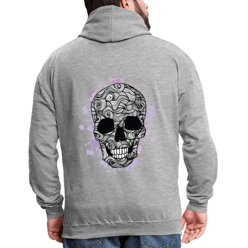 Rebellischer Herren Kontrast-Hoodie mit Totenkopf: Mach dich unverwechselbar - Grau meliert/Navy