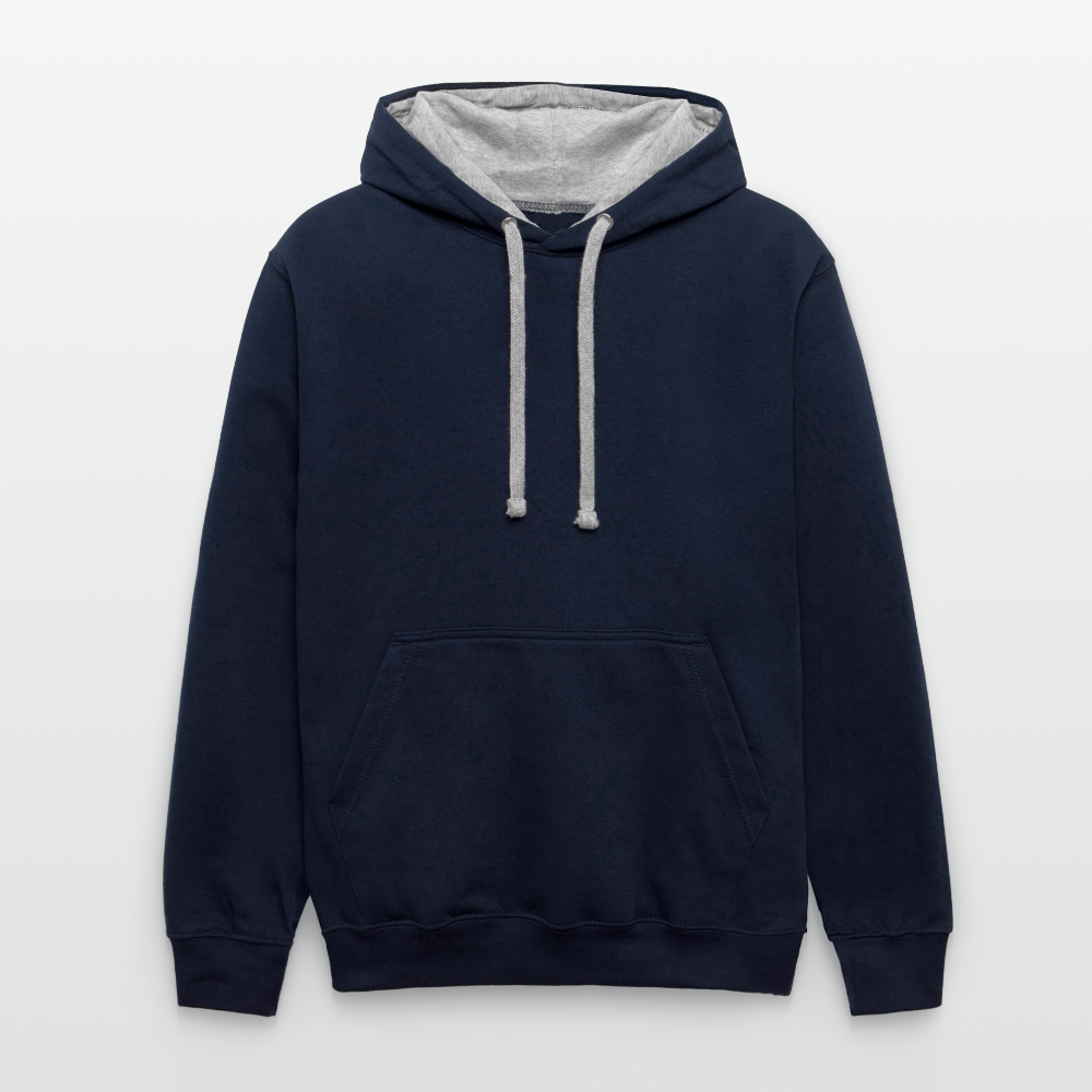 Rebellischer Herren Kontrast-Hoodie mit Totenkopf: Mach dich unverwechselbar - Navy/Grau meliert