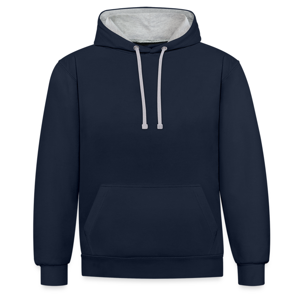 Rebellischer Herren Kontrast-Hoodie mit Totenkopf: Mach dich unverwechselbar - Navy/Grau meliert