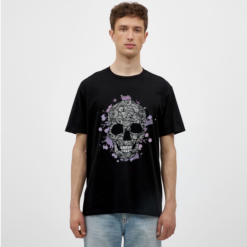 Dunkle Eleganz: Totenkopf- Herren T-Shirt für wahre Gothic-Fans - Schwarz