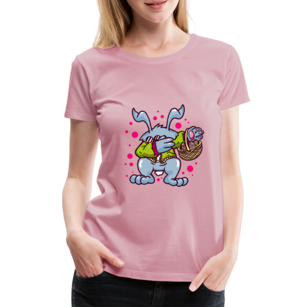 Hüpf in den Frühling: Unser süßes Damen Premium -T-Shirt mit Osterhasen-Motiv - Hellrosa