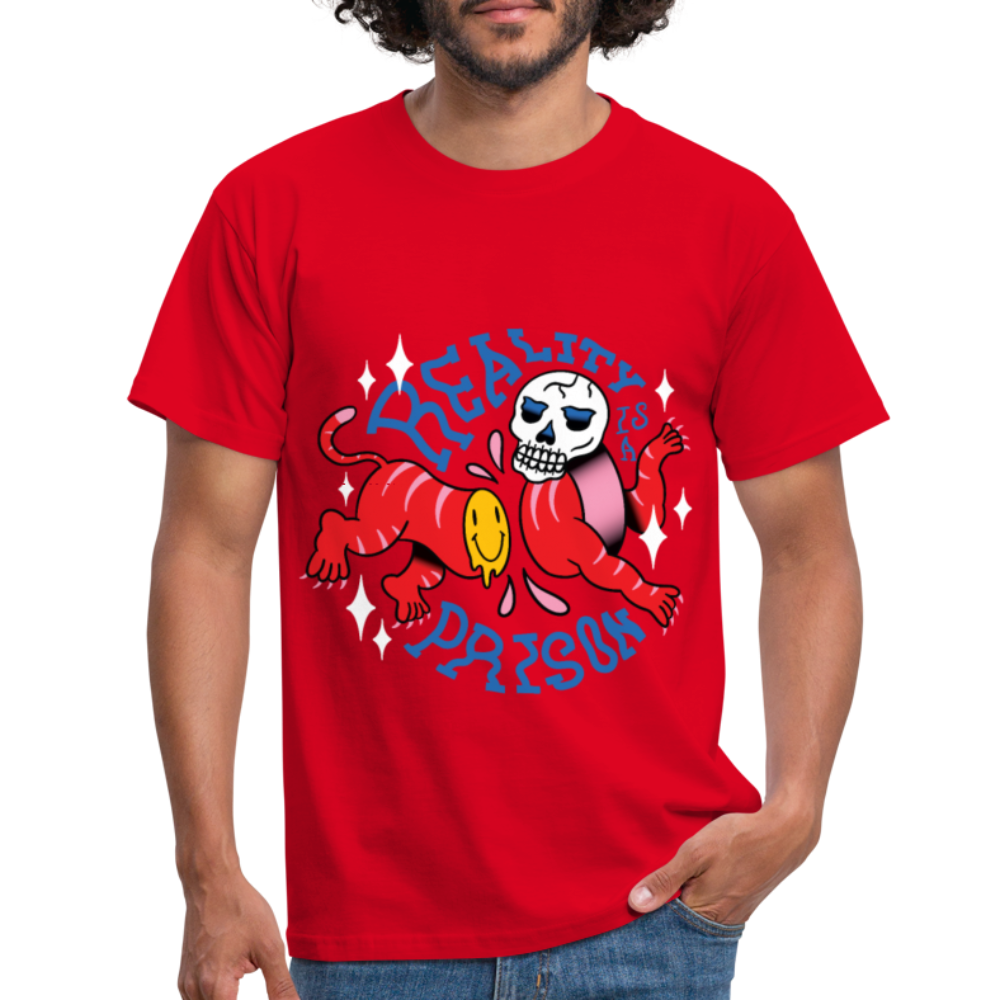 Verbinde dich mit der Wildnis: Unser Herren T-Shirt mit eindrucksvollem Tierschädel - Rot