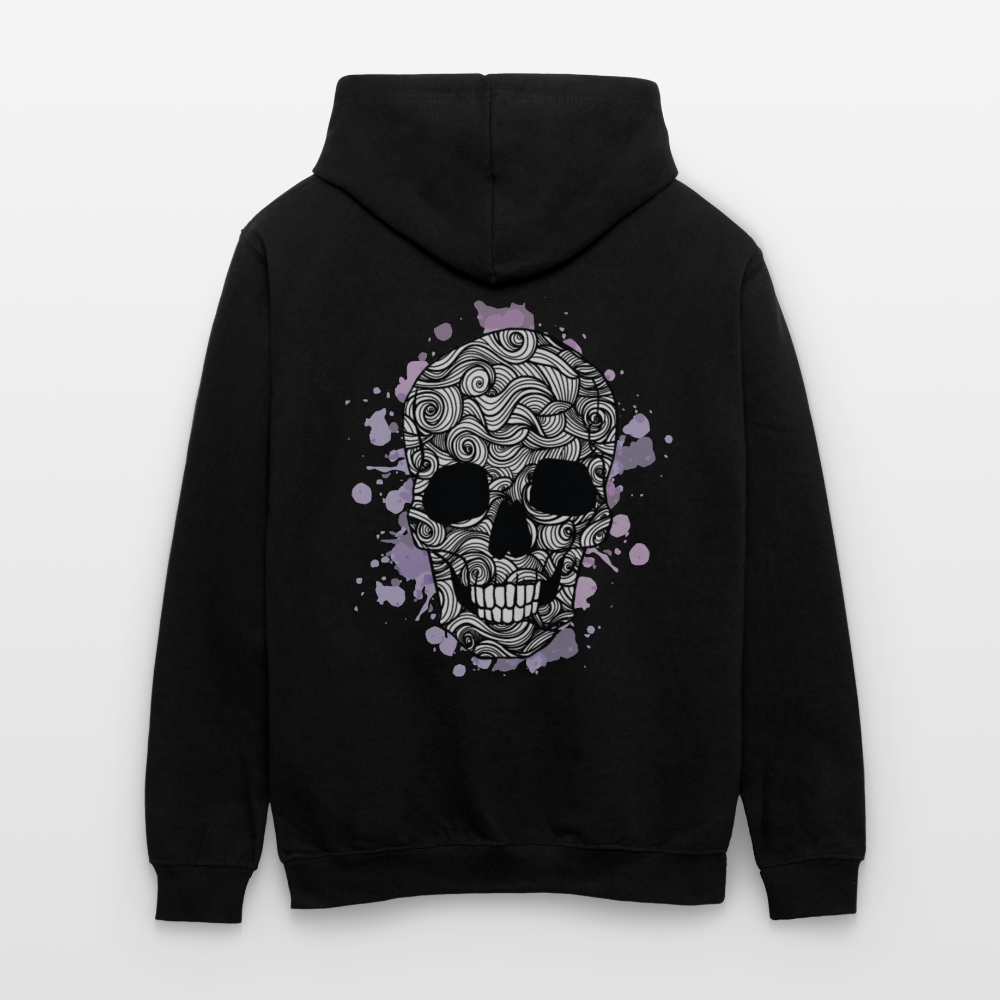 Rebellischer Herren Kontrast-Hoodie mit Totenkopf: Mach dich unverwechselbar - Schwarz/Rot