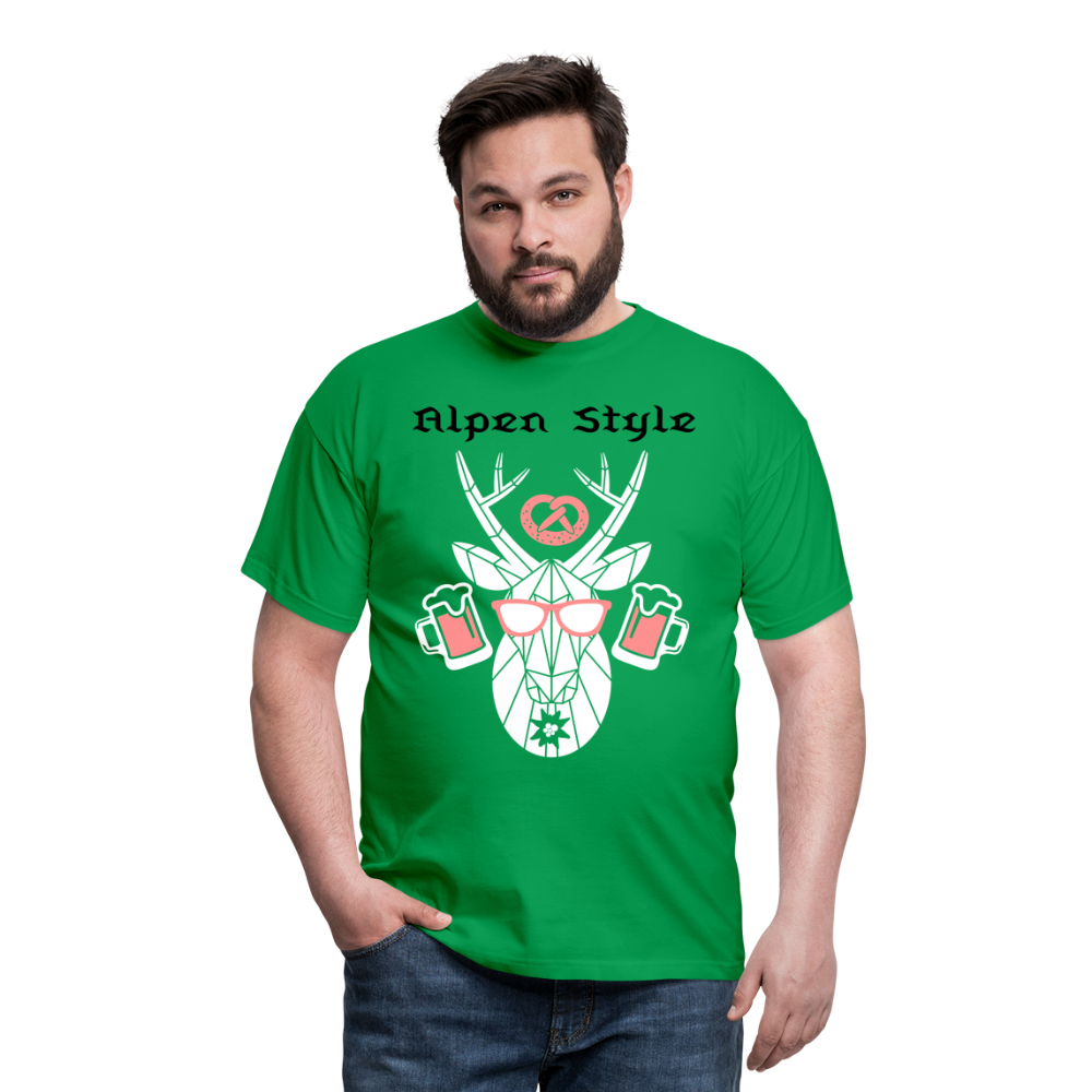 Herren - Männer T-Shirt bayrisch Alpen Style rot - Kelly Green