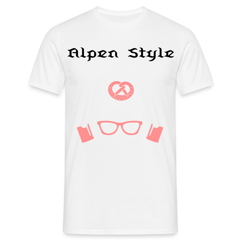 Herren - Männer T-Shirt bayrisch Alpen Style rot - Weiß