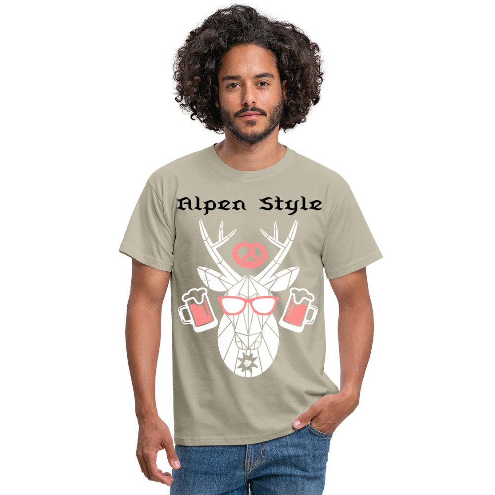 Herren - Männer T-Shirt bayrisch Alpen Style rot - Sandbeige