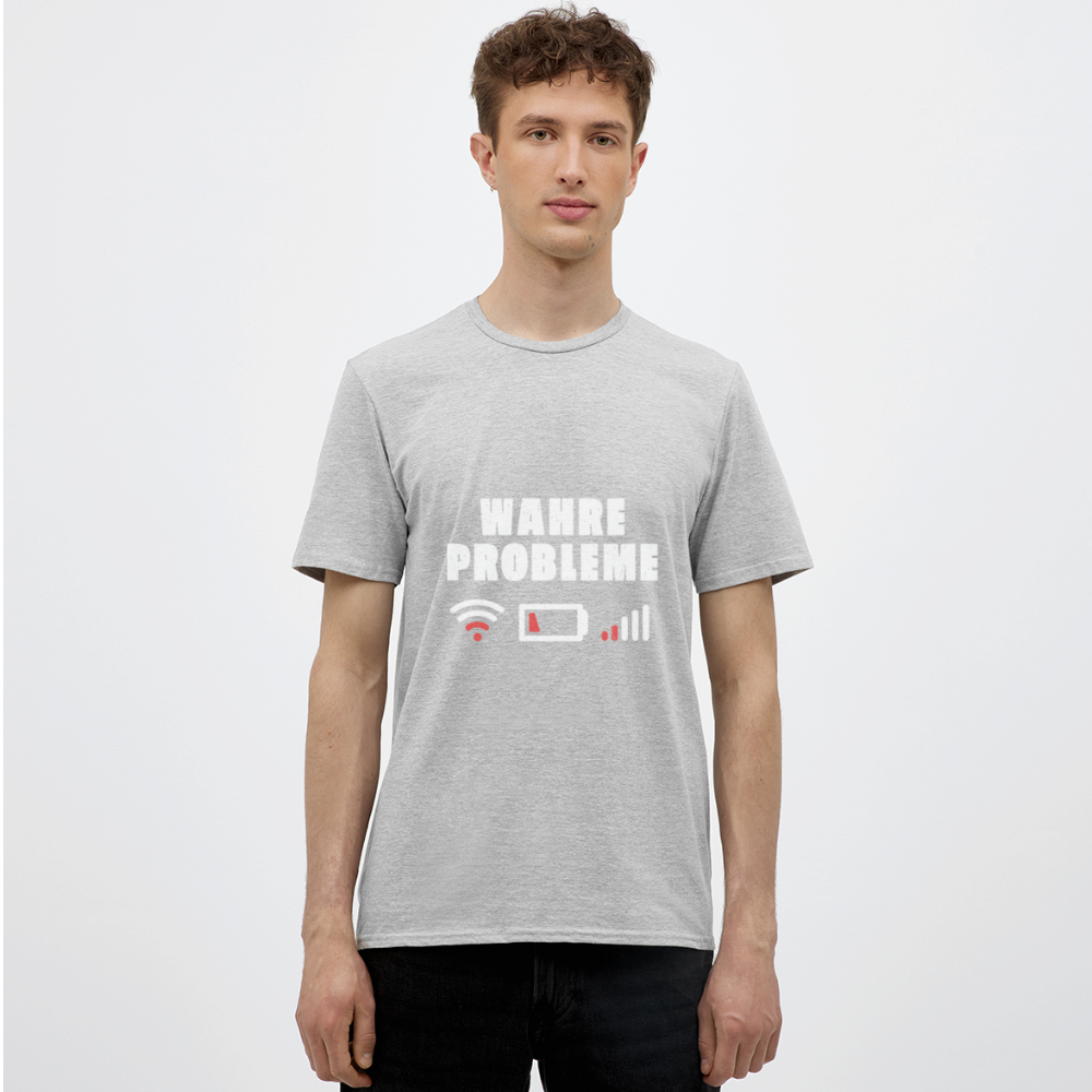 Herren - Männer T-Shirt Wahre Probleme kein WLAN kein Akku - Grau meliert