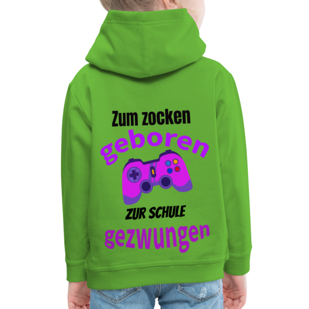 Kinder Premium Hoodie Zum zocken geboren zur Schule gezwungen - Hellgrün