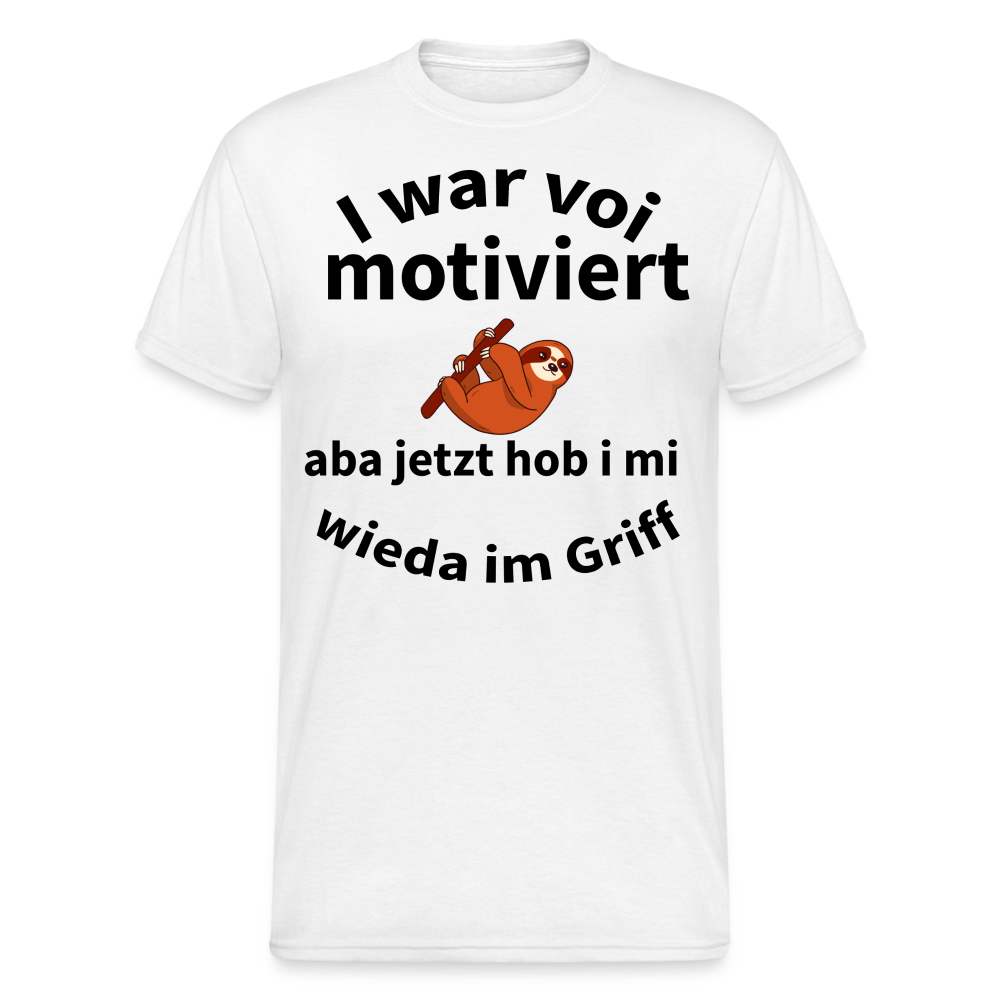 Herren - Männer Gildan Heavy T-Shirt bayrisch I war voi motiviert - Weiß