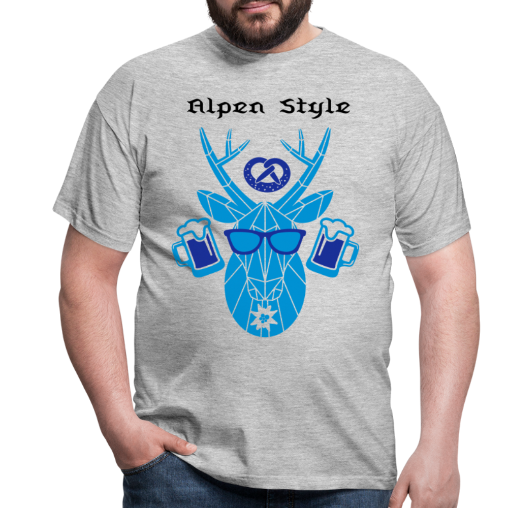 Herren - Männer T-Shirt bayrisch Alpen Style blau - Grau meliert