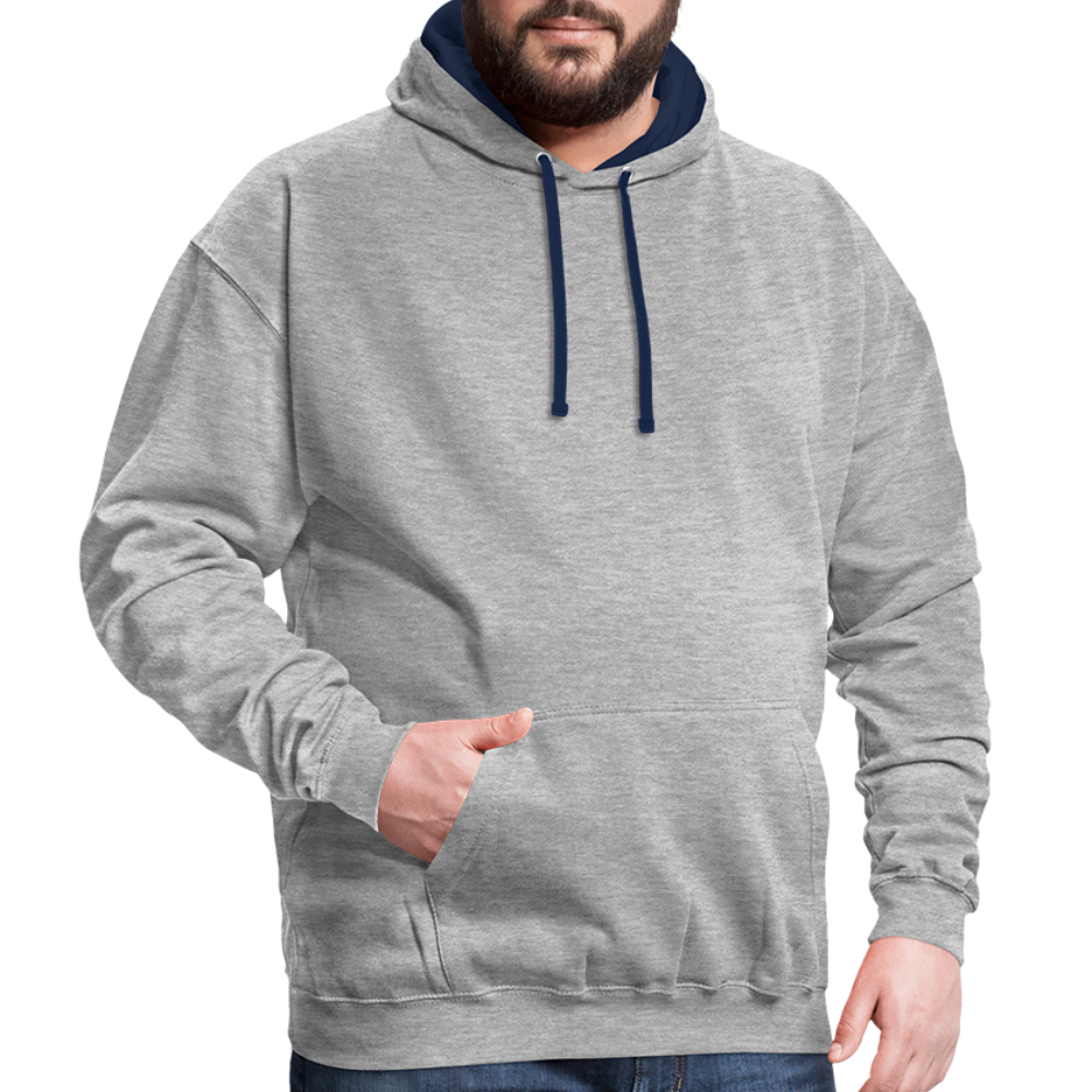 Rebellischer Herren Kontrast-Hoodie mit Totenkopf: Mach dich unverwechselbar - Grau meliert/Navy