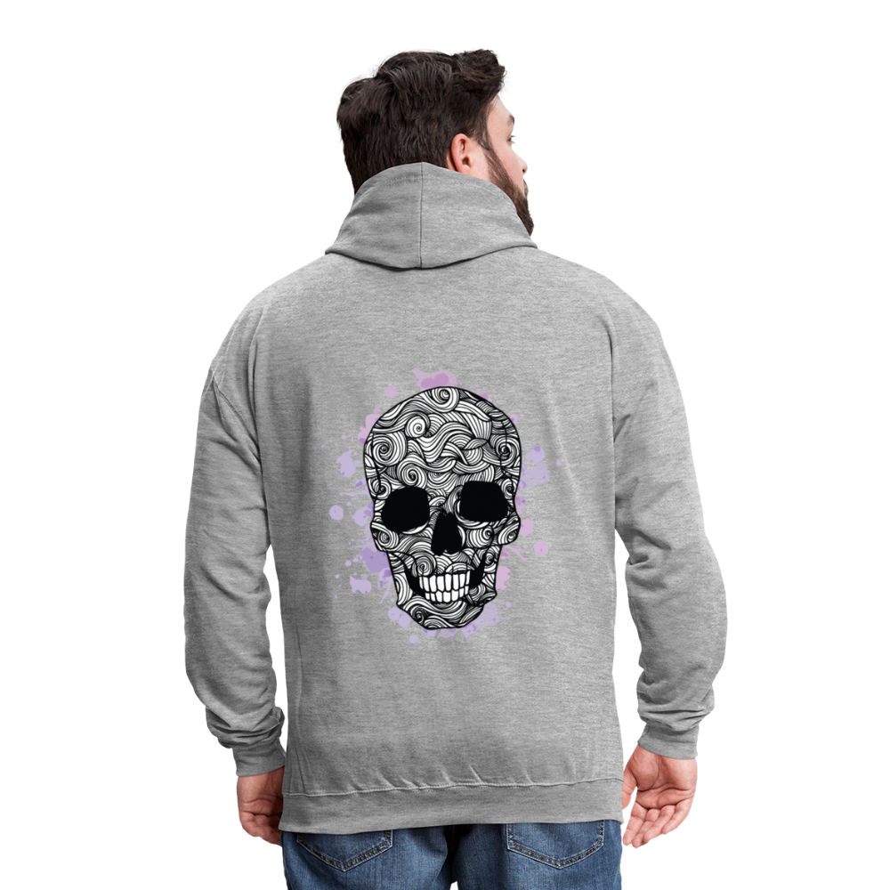 Rebellischer Herren Kontrast-Hoodie mit Totenkopf: Mach dich unverwechselbar - Grau meliert/Navy