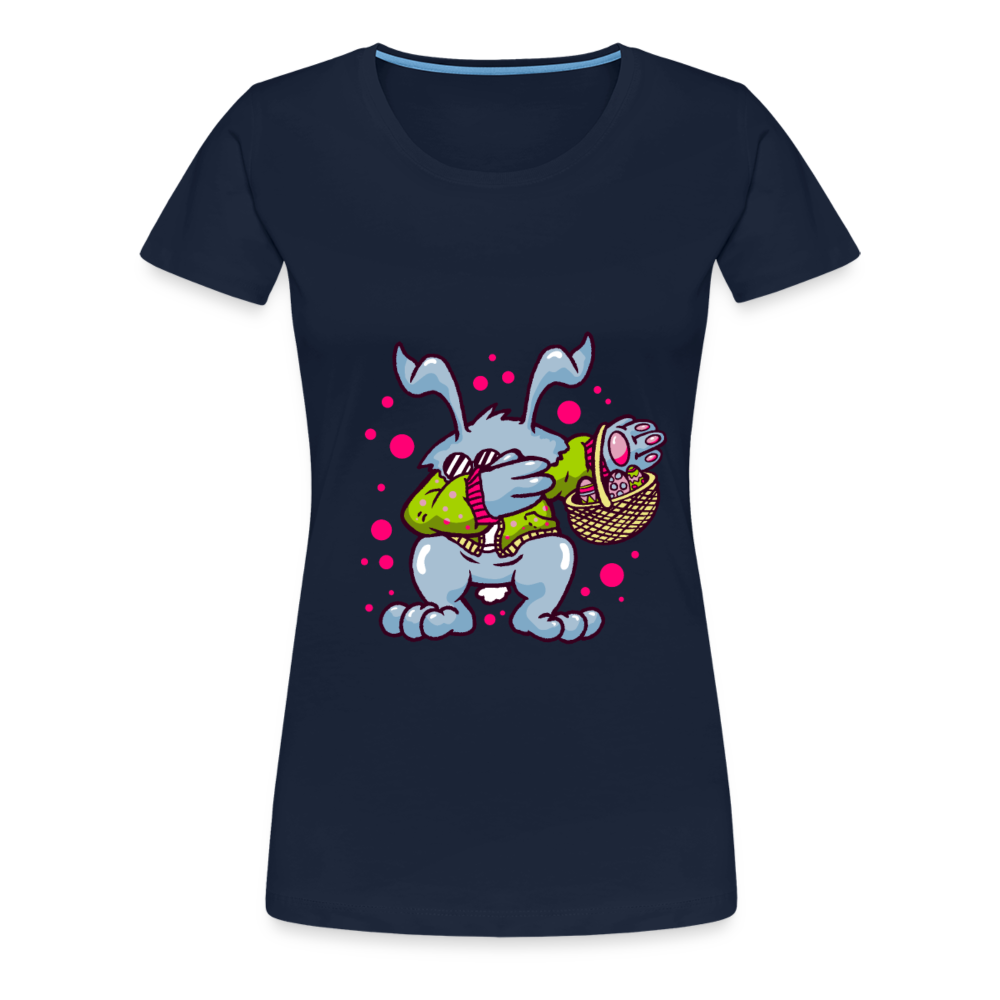 Hüpf in den Frühling: Unser süßes Damen Premium -T-Shirt mit Osterhasen-Motiv - Navy