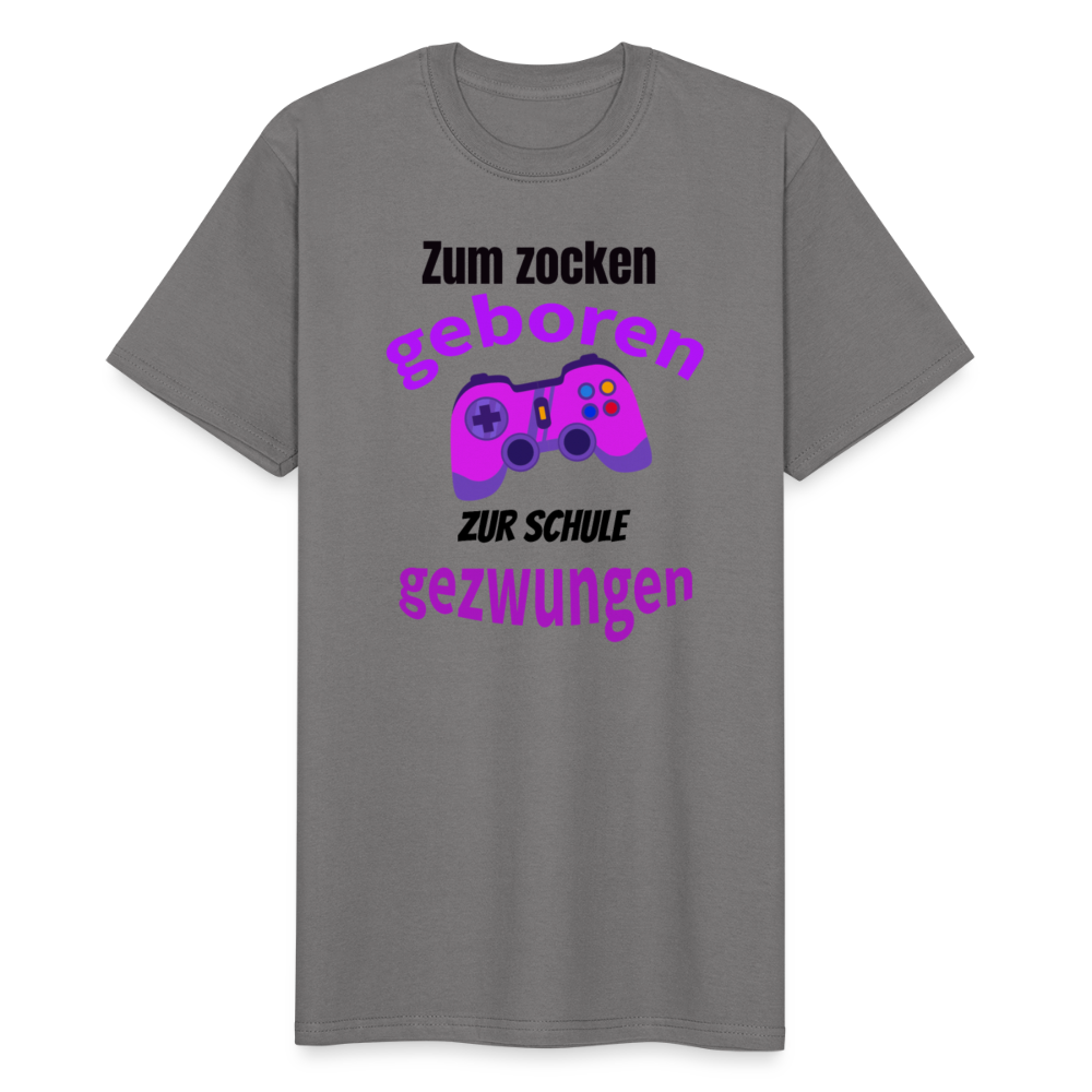 Männer Workwear T-Shirt - Zum Zocken geboren, zur Schule gezwungen! Das witzigste Geschenk für alle Gamer - Grau