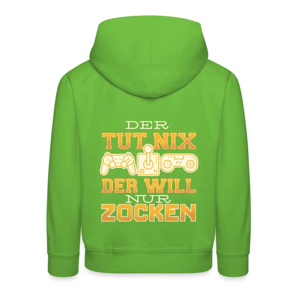 Kinder Premium Hoodie Der tut nix der will nur zocken - Hellgrün