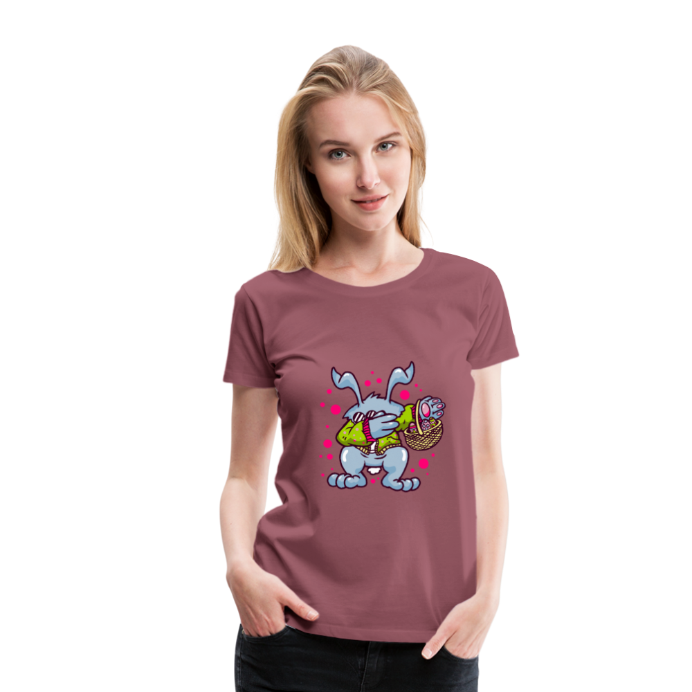 Hüpf in den Frühling: Unser süßes Damen Premium -T-Shirt mit Osterhasen-Motiv - Malve