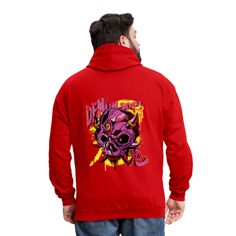 Gothic Herren Hoodie mit Dämonenschädel: Zeige deine dunkle Seite - Rot/Weiß