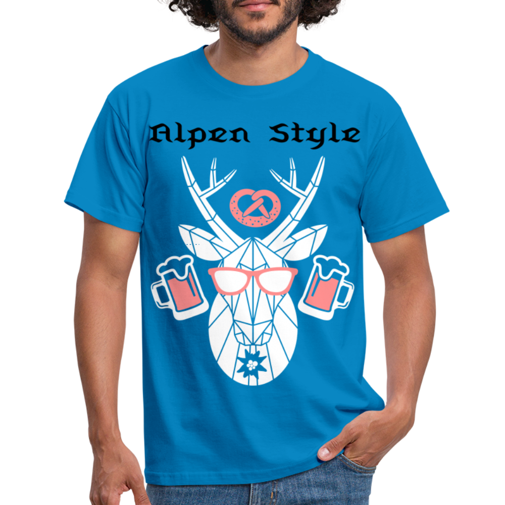 Herren - Männer T-Shirt bayrisch Alpen Style rot - Royalblau