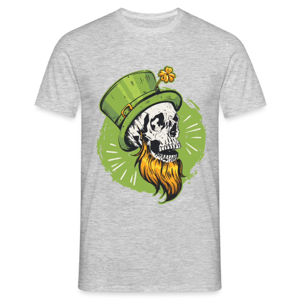 Irisch und unsterblich: Unser St. Patrick's Day Schädel -Herren--T-Shirt - Grau meliert