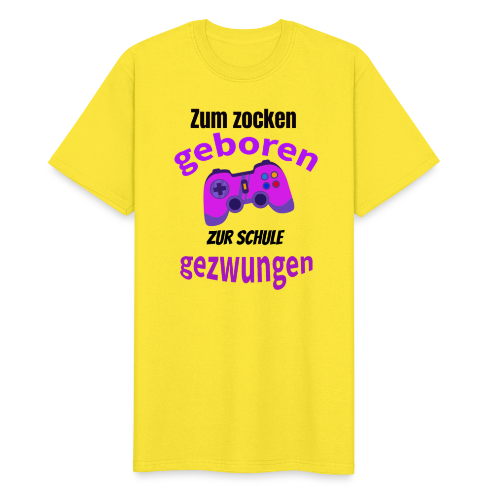 Männer Workwear T-Shirt - Zum Zocken geboren, zur Schule gezwungen! Das witzigste Geschenk für alle Gamer - Gelb