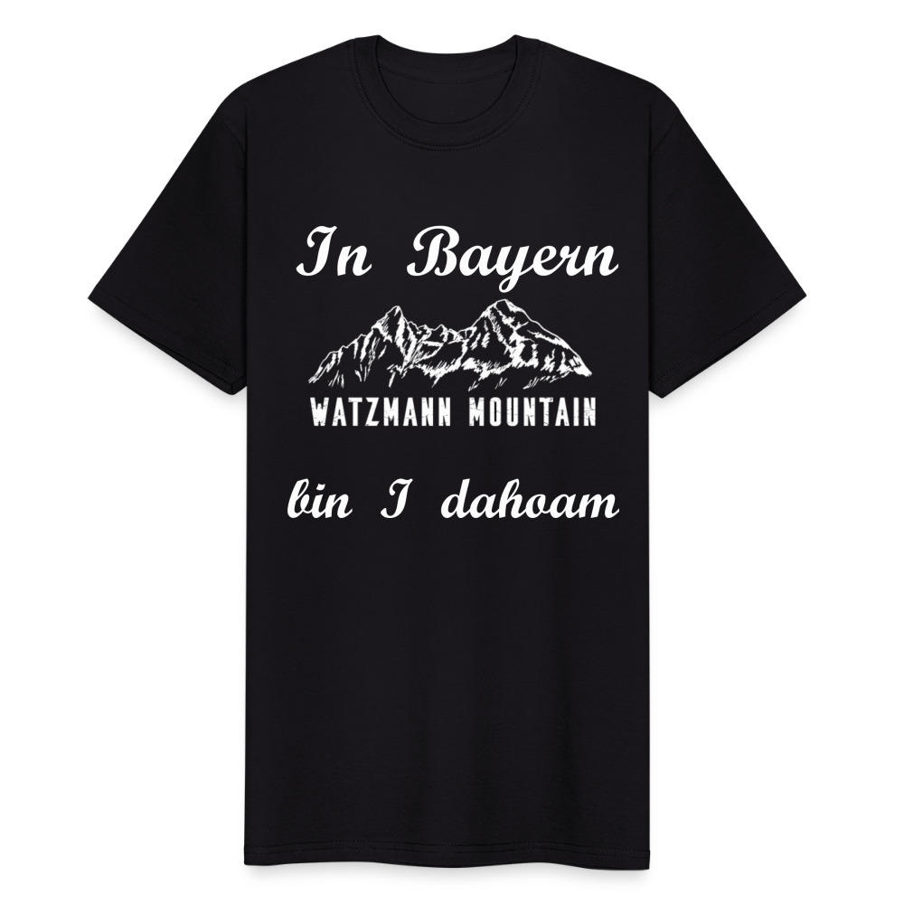 Herren - Männer Workwear T-Shirt bayrisch In Bayern bin I dahoam Watzmann Mountains - Schwarz