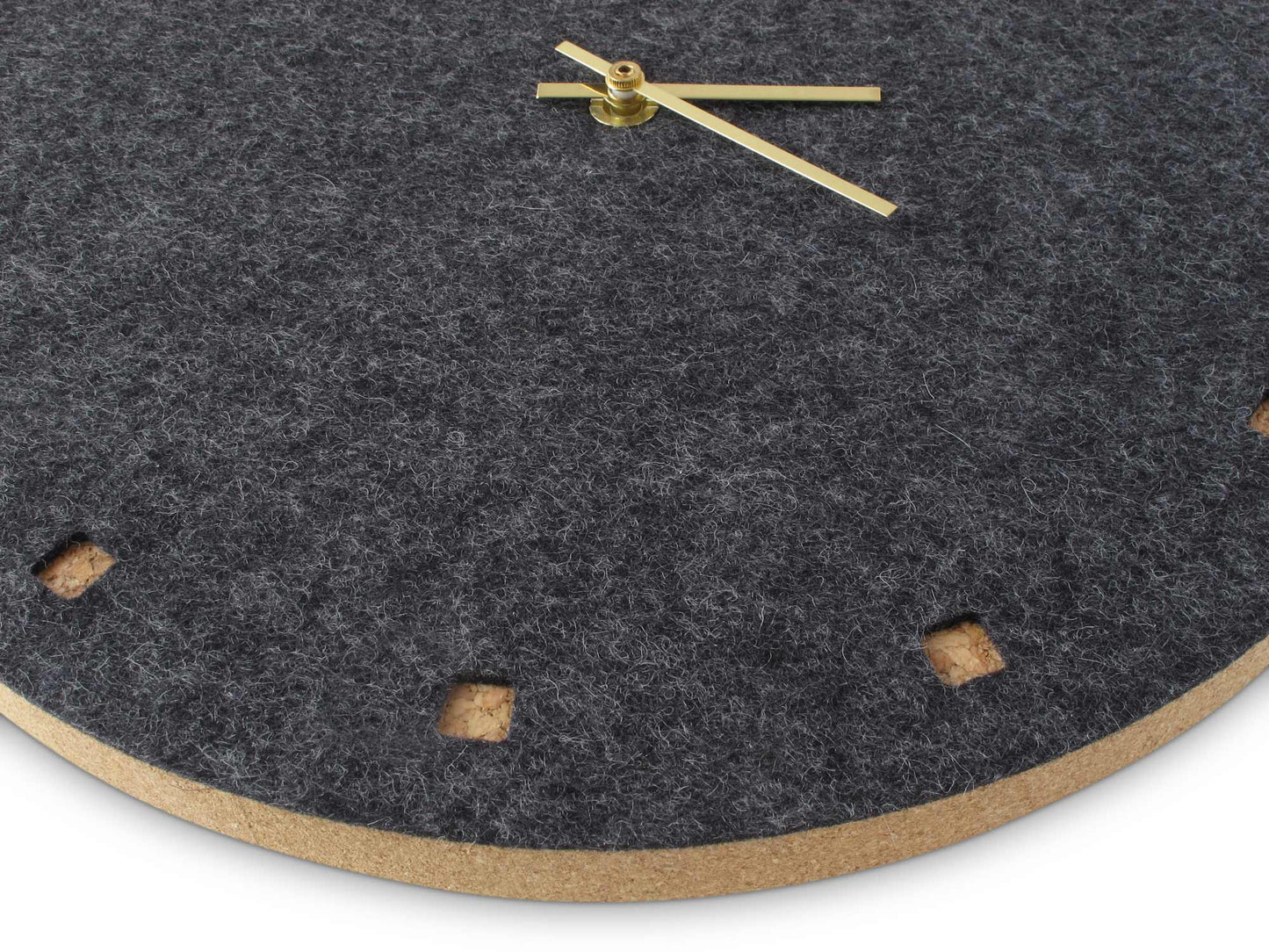 Wanduhr aus Filz und Kork 30 cm | anthrazit - gold | Design: Esbjerg