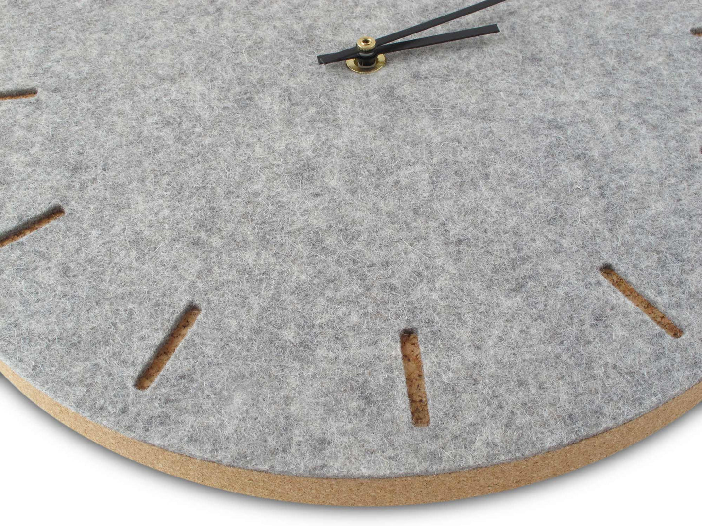 Wanduhr aus Filz und Kork 30 cm | hellgrau - schwarz | Design: Kopenhagen