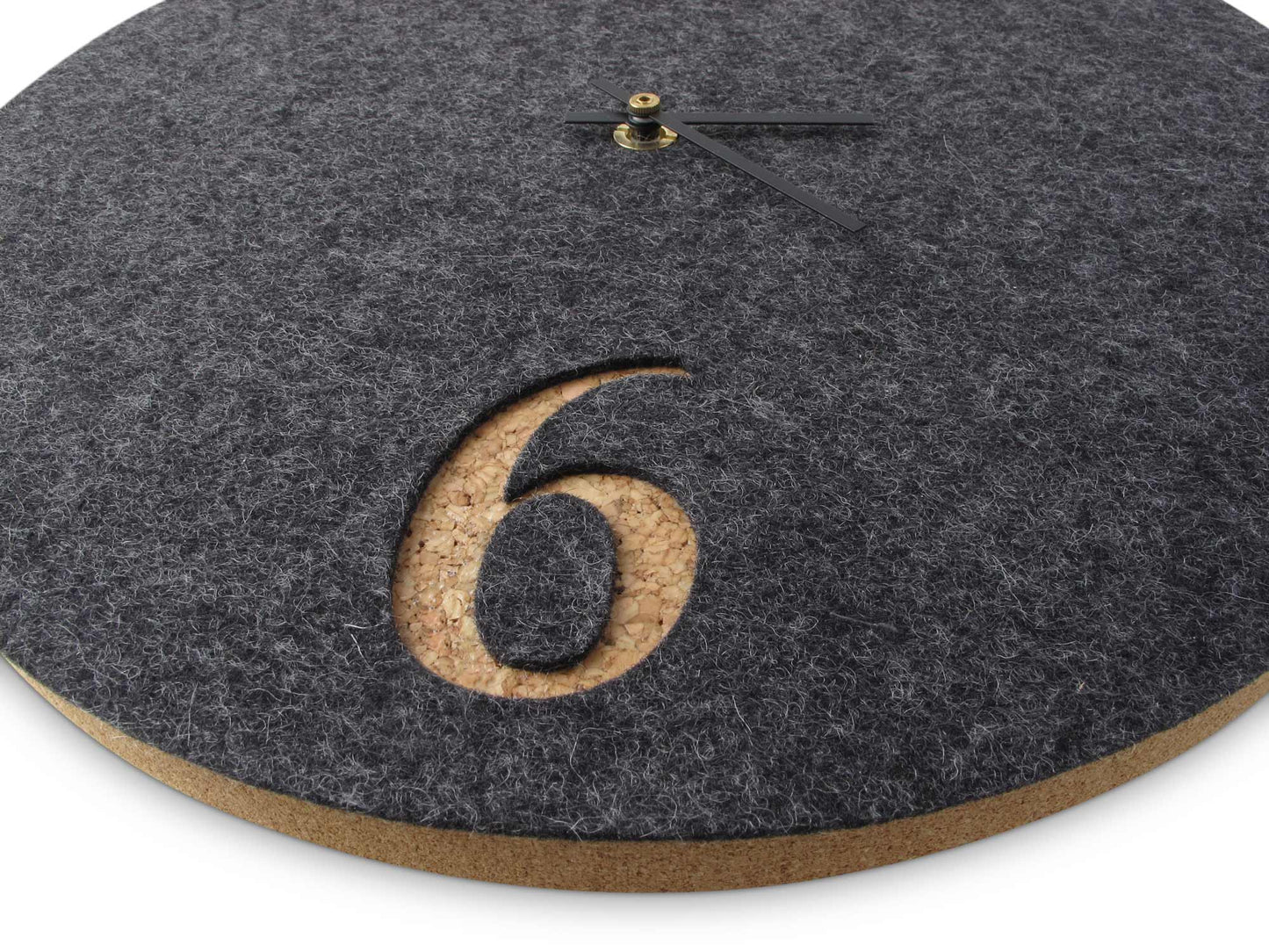 Wanduhr aus Filz und Kork 30 cm | anthrazit - schwarz | Design: Aarhus