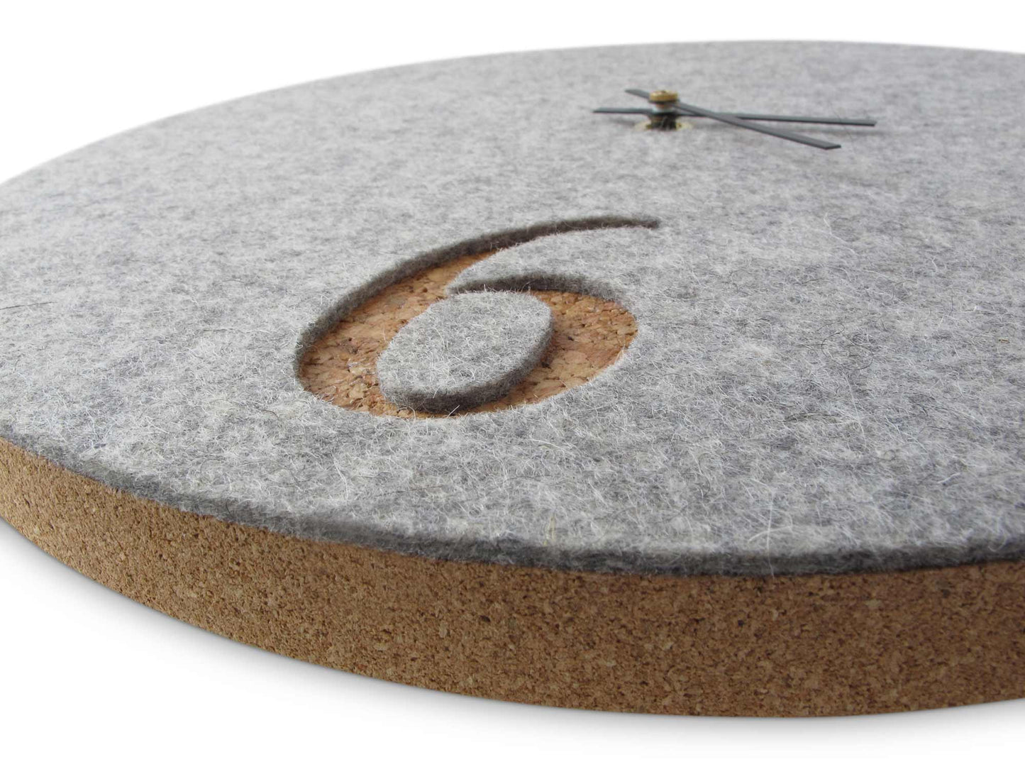 Wanduhr aus Filz und Kork 30 cm | hellgrau - schwarz | Design: Aarhus