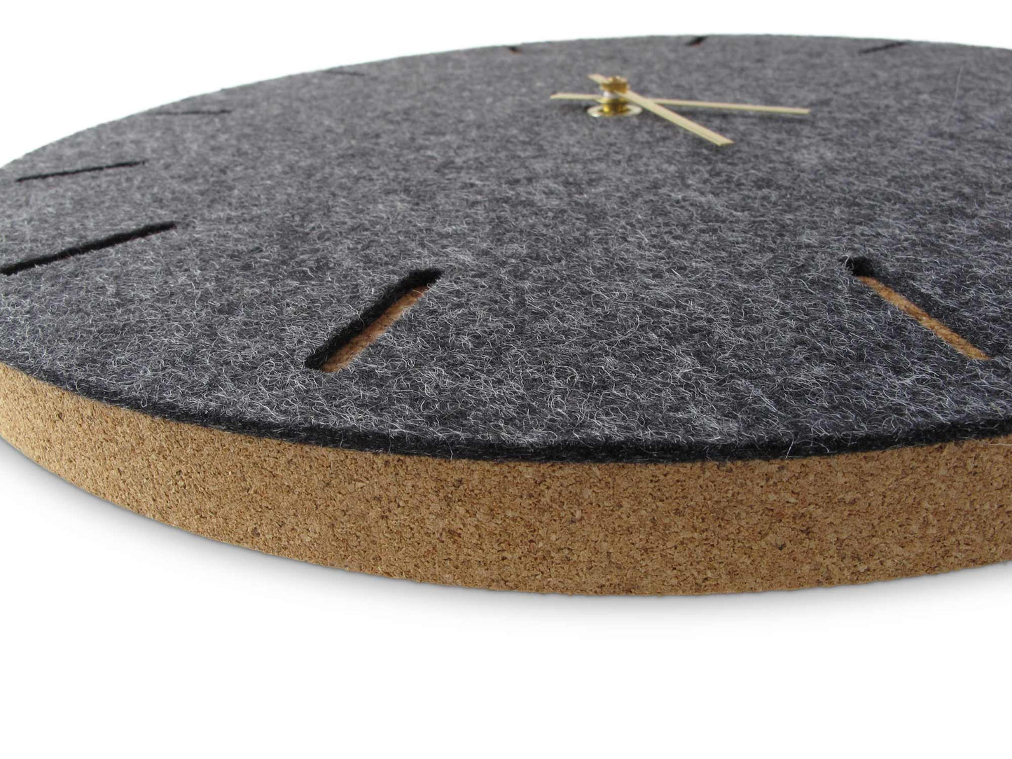 Wanduhr aus Filz und Kork 30 cm | anthrazit - gold | Design: Kopenhagen