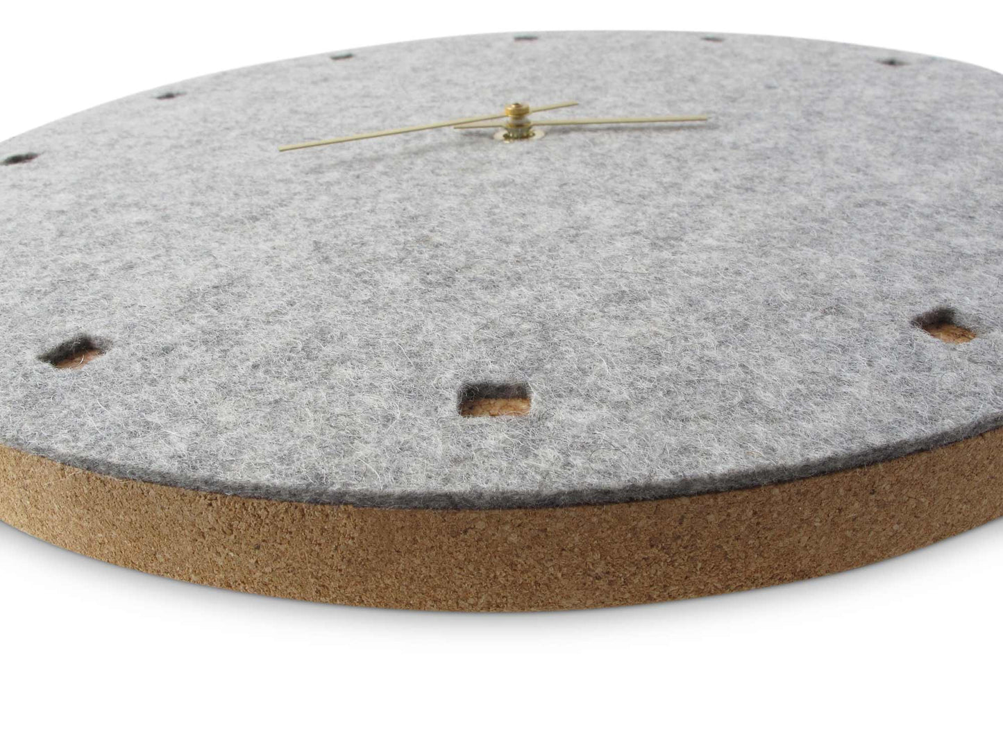 Wanduhr aus Filz und Kork 30 cm | hellgrau - gold | Design: Esbjerg