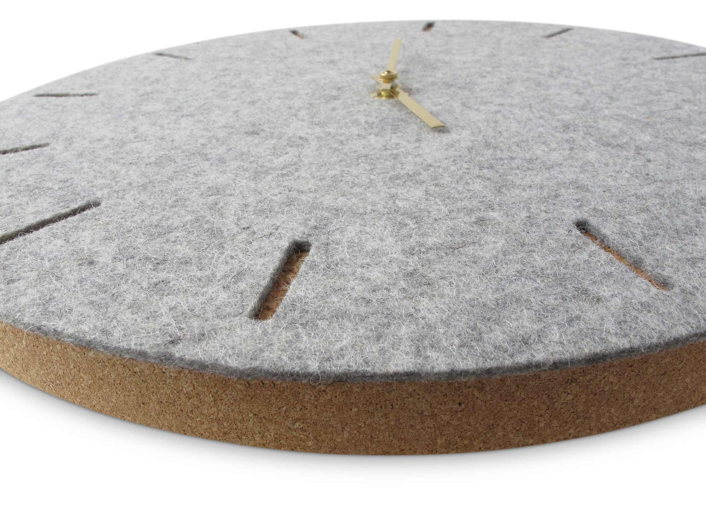 Wanduhr aus Filz und Kork 30 cm | hellgrau - gold | Design: Kopenhagen