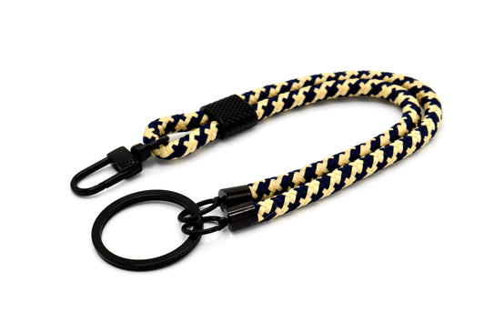 Schlüsselanhänger mit Karabiner Blau/Beige