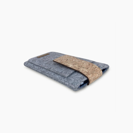 Handytasche für Google Pixel 6a | mit Magnetverschluss und extra Fach | hellgrau - Tracks | Modell HAKA