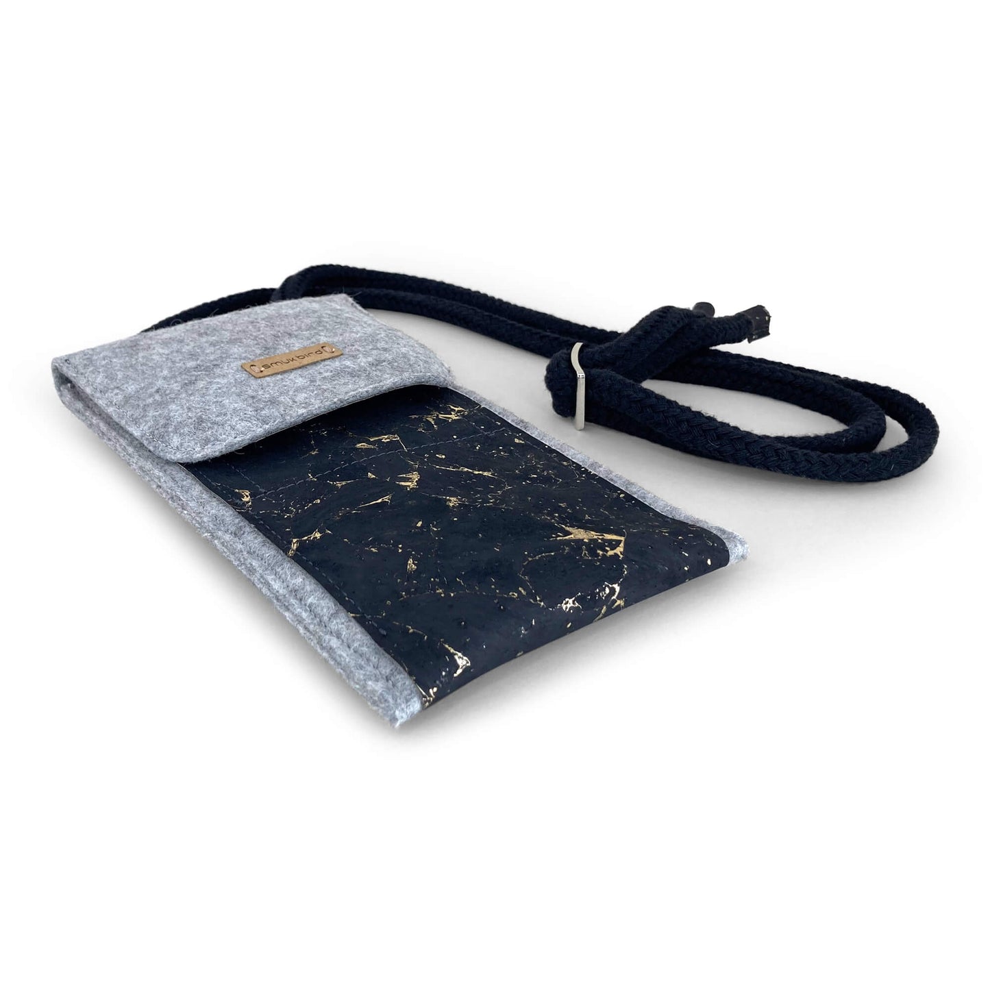 Shoulder bag for Xiaomi Redmi A3 | made of felt and organic cotton | light grey - black | model KEDJA deluxe