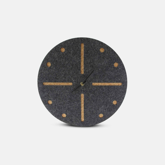 Wanduhr aus Filz und Kork 30 cm | anthrazit - schwarz | Design: Odense