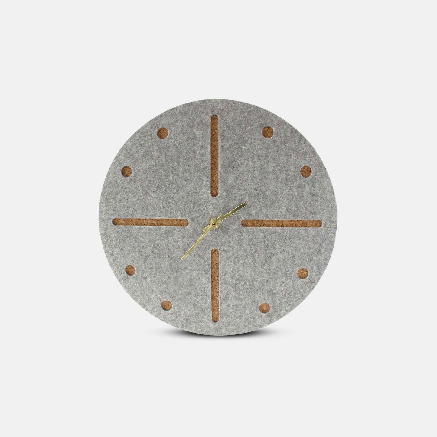 Wanduhr aus Filz und Kork 30 cm | hellgrau - gold | Design: Odense
