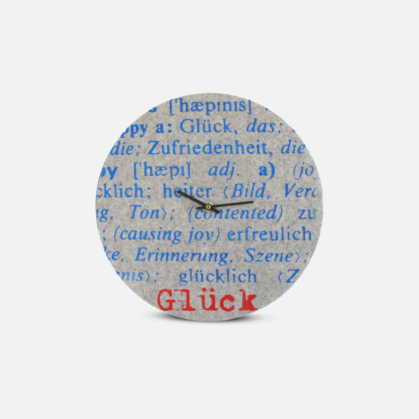 Wanduhr aus Filz und Kork 30 cm | Design "Glück" by Anja Streese