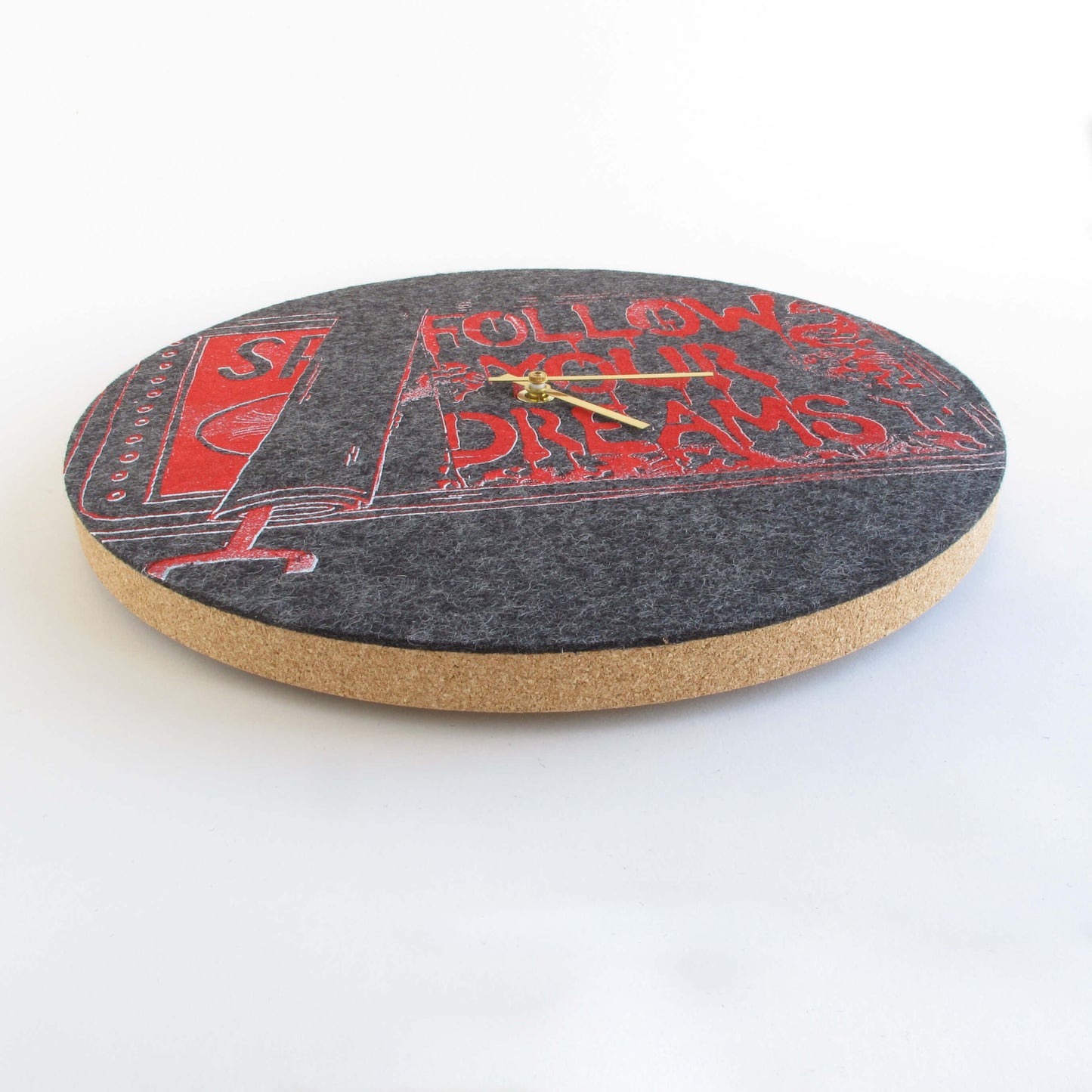 Wanduhr aus Filz und Kork 30 cm | Design "Dreams" by Anja Streese