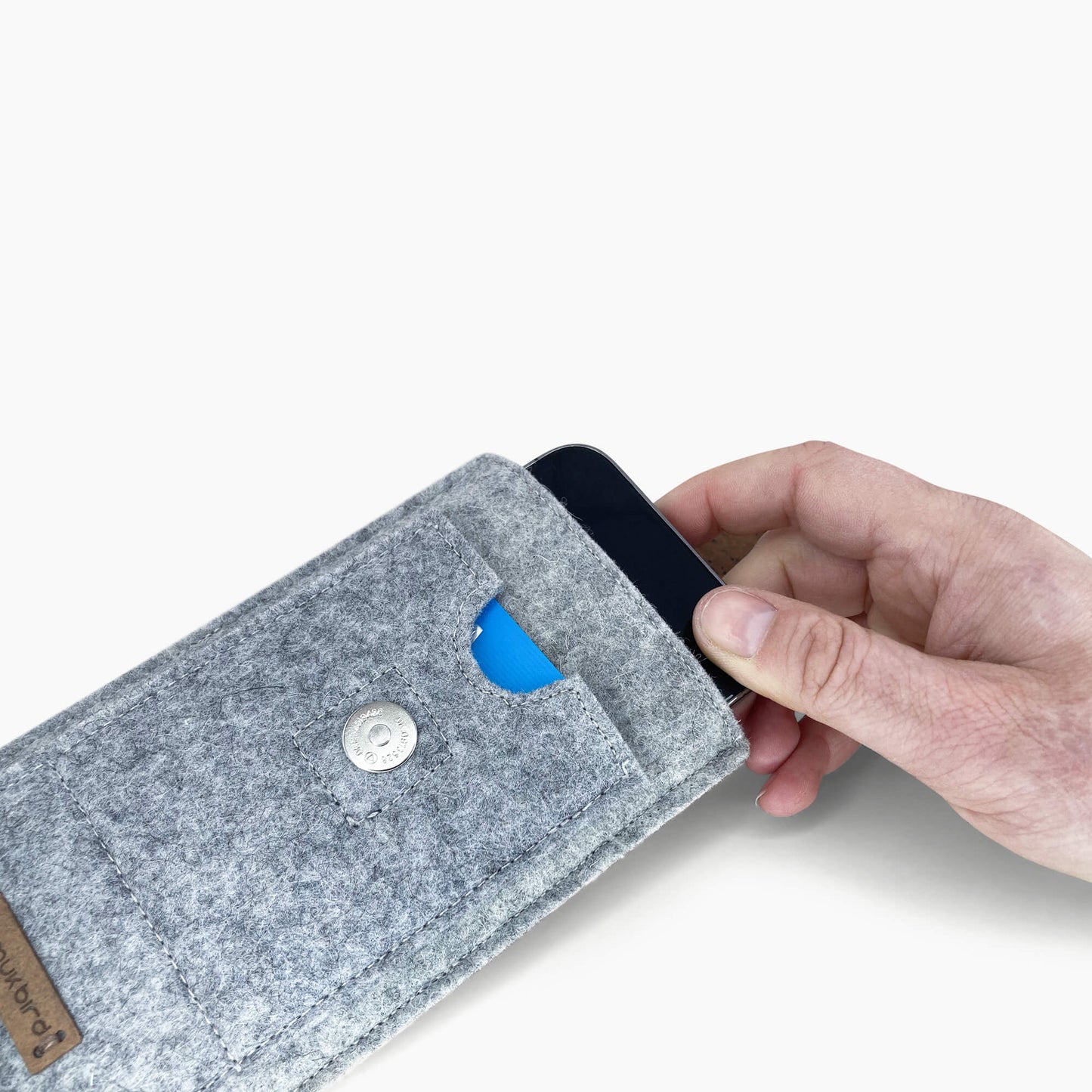 Handytasche für iPhone 16 | mit Magnetverschluss und extra Fach | hellgrau - Colorful | Modell HAKA