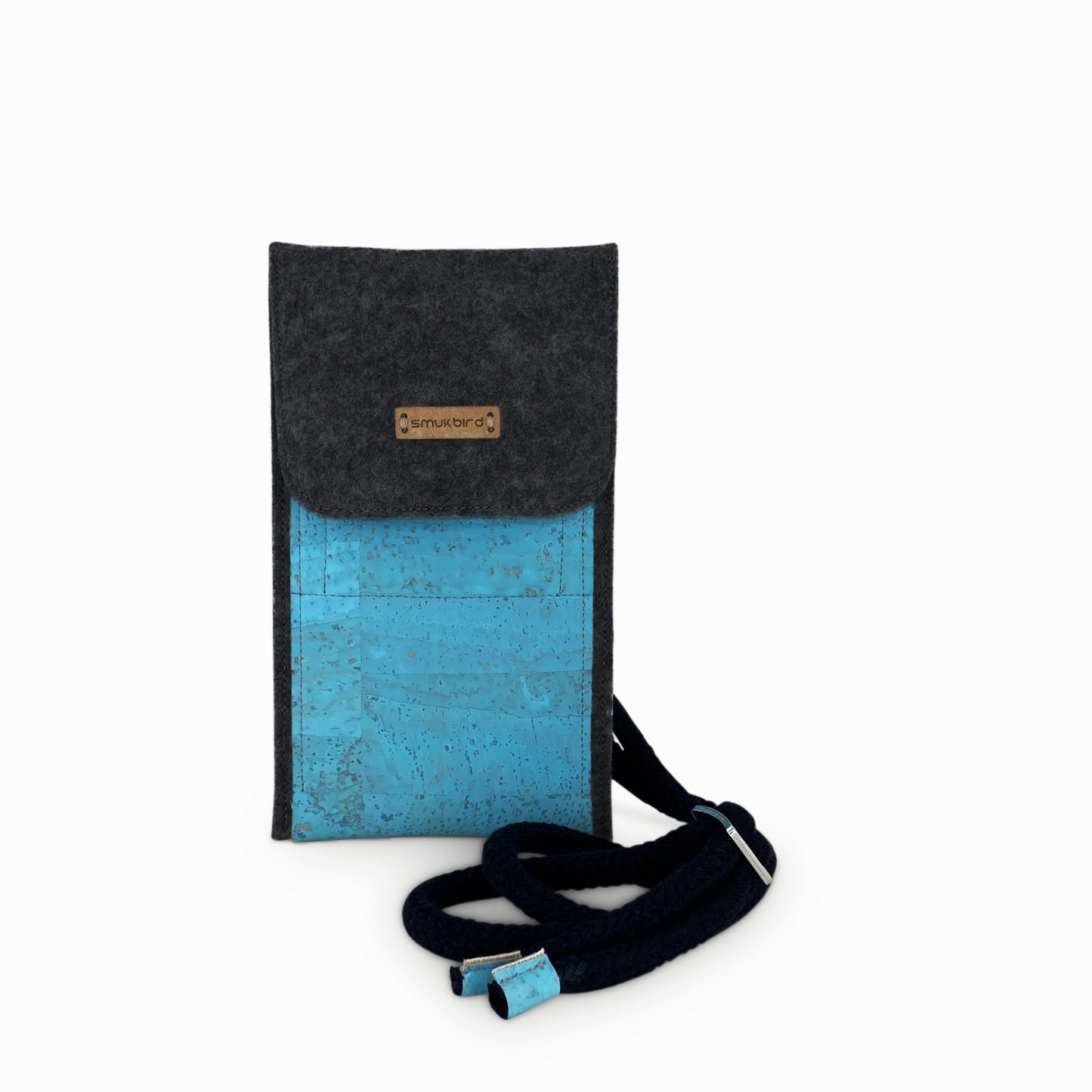 Shoulder bag for Samsung Galaxy S24 Ultra | made of felt and organic cotton | anthracite - azure | model KEDJA deluxe