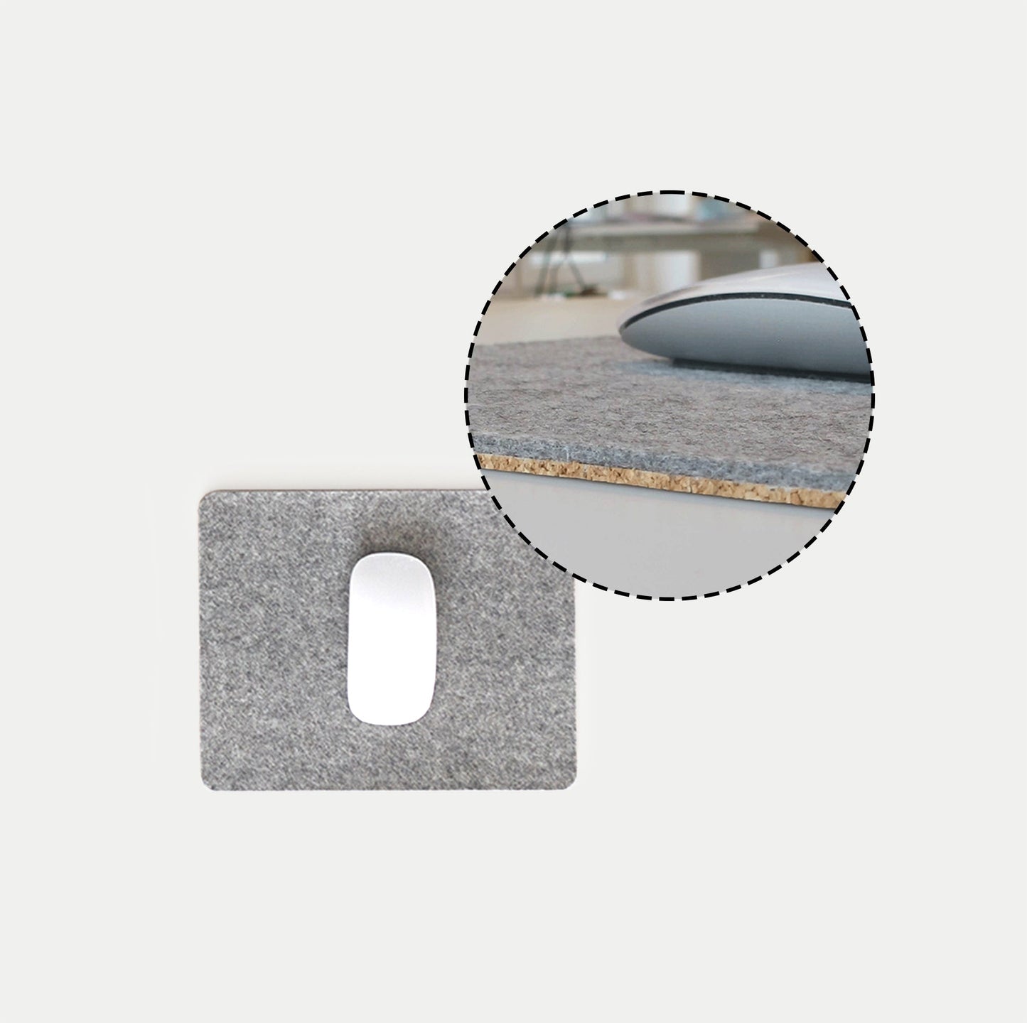 Mousepad aus Filz und Kork | 20 x 25 cm | hellgrau