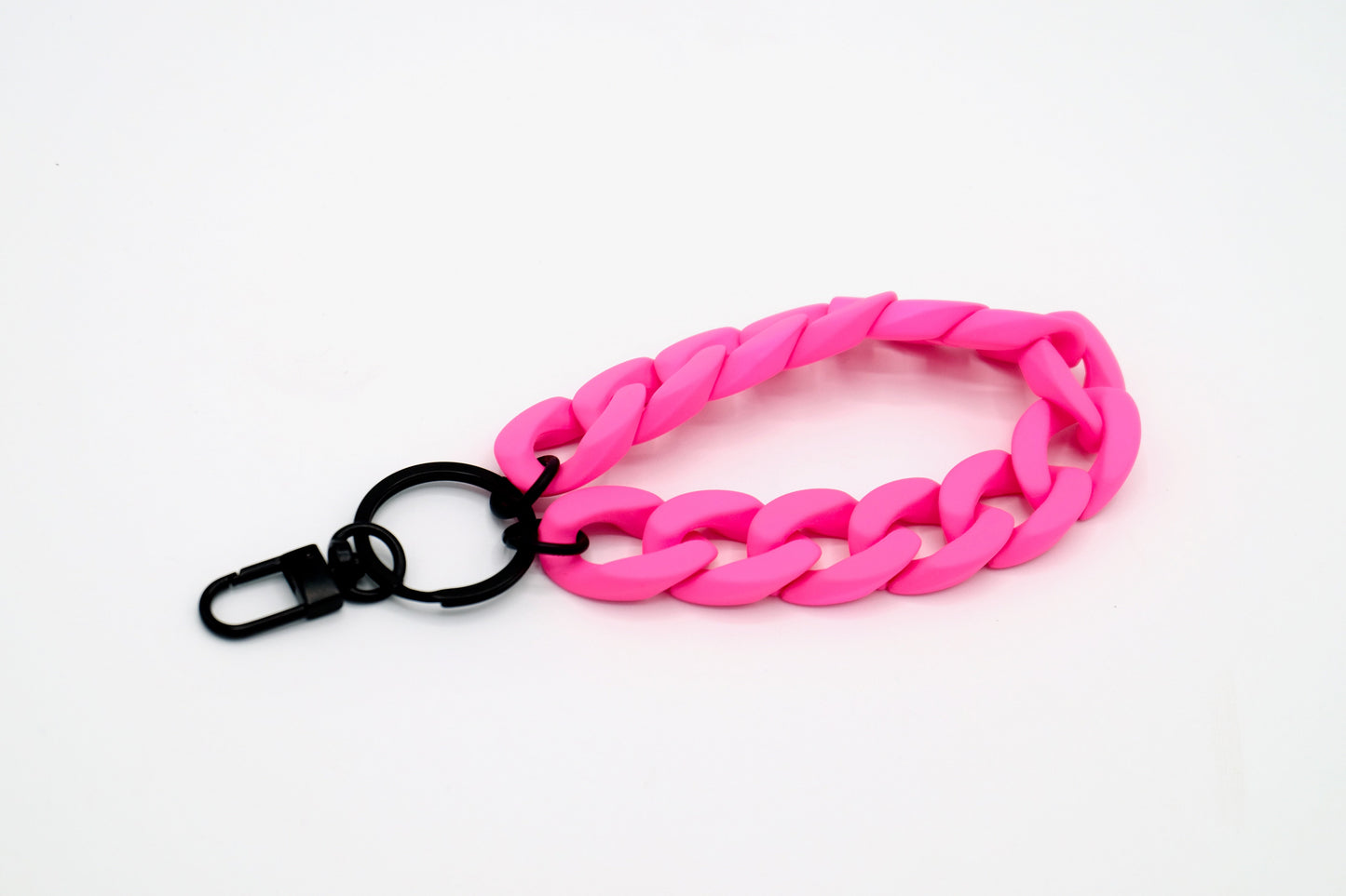 Keyring with carabiner "RUBBER EDITION" Neon Pink