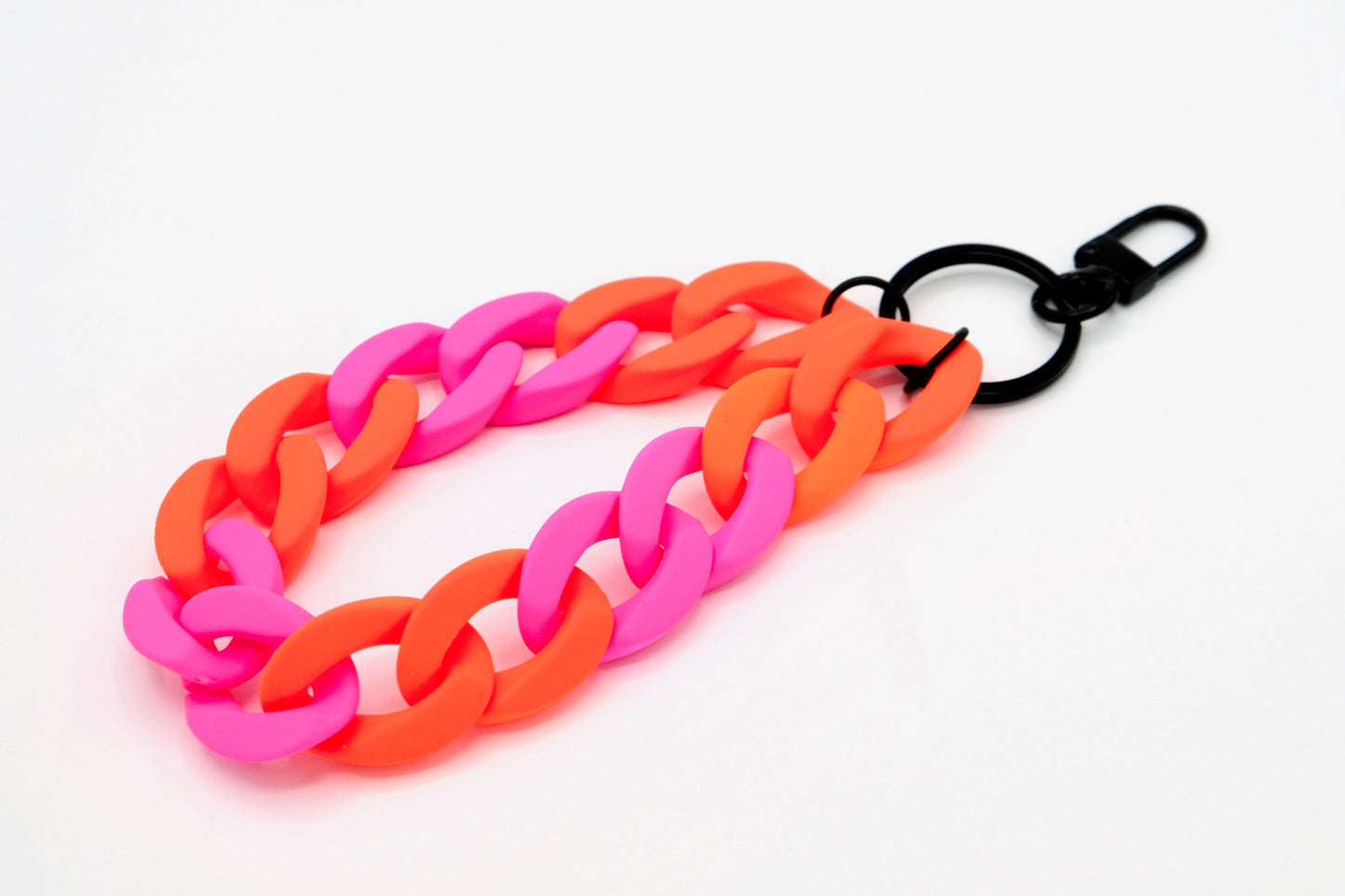 Keyring with carabiner "RUBBER EDITION" Neon Orange/Pink