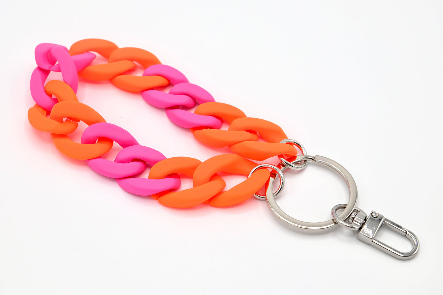 Keyring with carabiner "RUBBER EDITION" Neon Orange/Pink